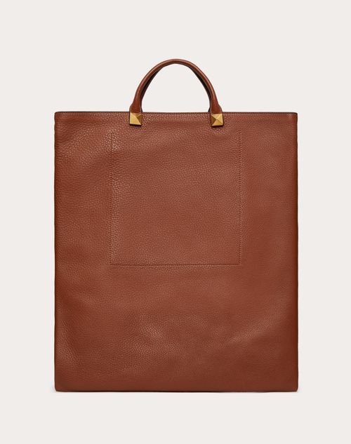 VALENTINO GARAVANI IDENTITY FLAT LEATHER TOTE BAG