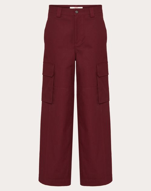 Valentino - Stretch Cotton Canvas Cargo Trousers - Ruby - Man - Shelf - Mrtw - Pre Ss24 Vdetail Light + Beige Toile + Embroideries + Denim