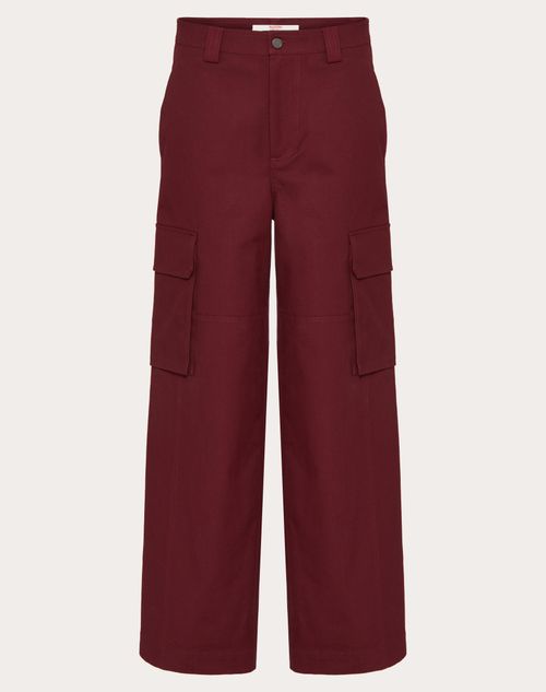 Valentino - Stretch Cotton Canvas Cargo Trousers - Ruby - Man - Trousers And Shorts