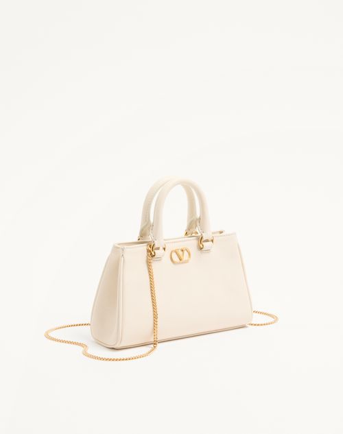 Valentino Garavani - Mini Vlogo Signature Bag In Grainy Calfskin - Ivory - Woman - Top Handle Bags