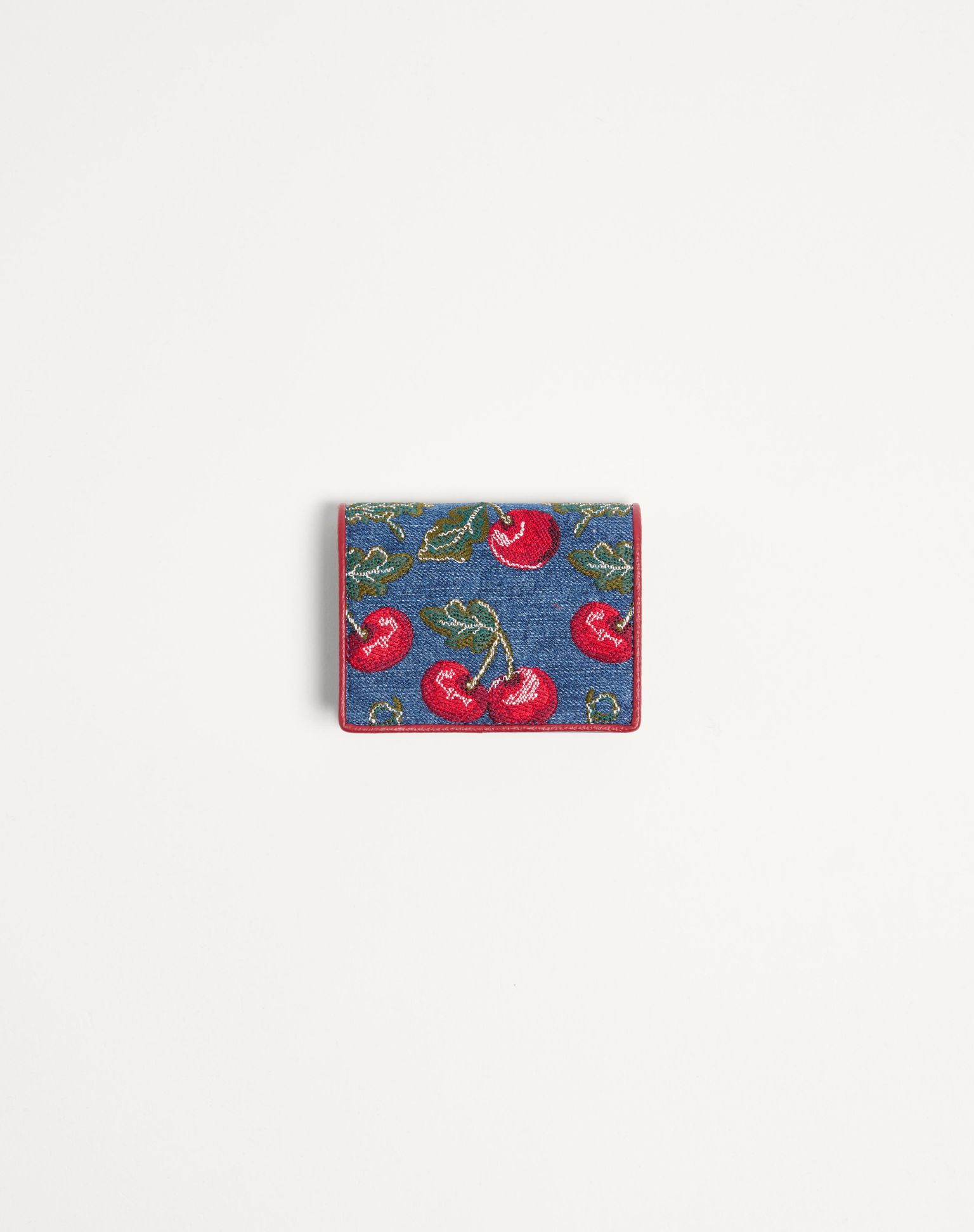 발렌티노 브이로고 시그니처 체리픽 자수 데님 지갑 7W2P0AJ3BRJ_BFF