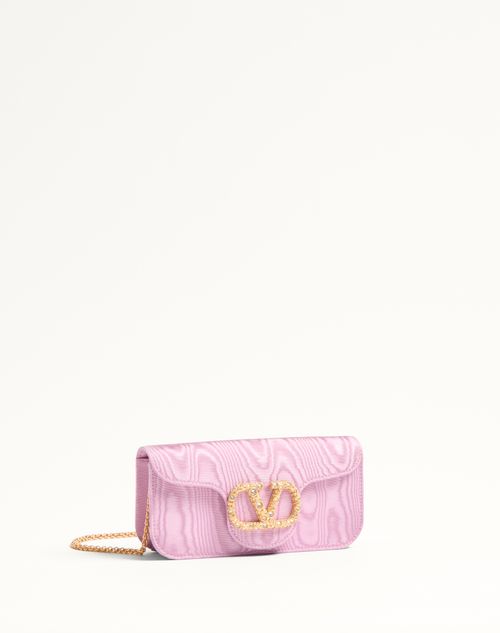 Valentino Garavani - Valentino Garavani Locò Moiré Fabric Clutch With Jewel Logo - Pink - Woman - Bags