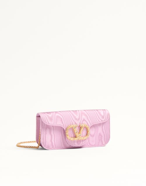 Valentino Garavani Locò Moiré Fabric Clutch With Jewel Logo for