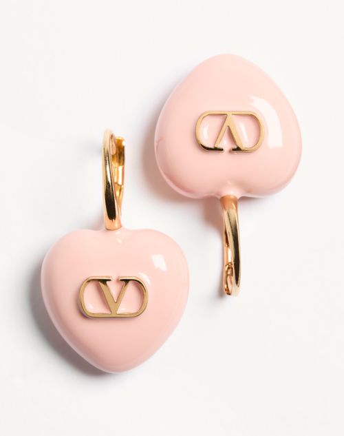 Valentino Garavani - Coeur Royal Metal And Enamel Earrings - Gold/pink - Woman - Accessories