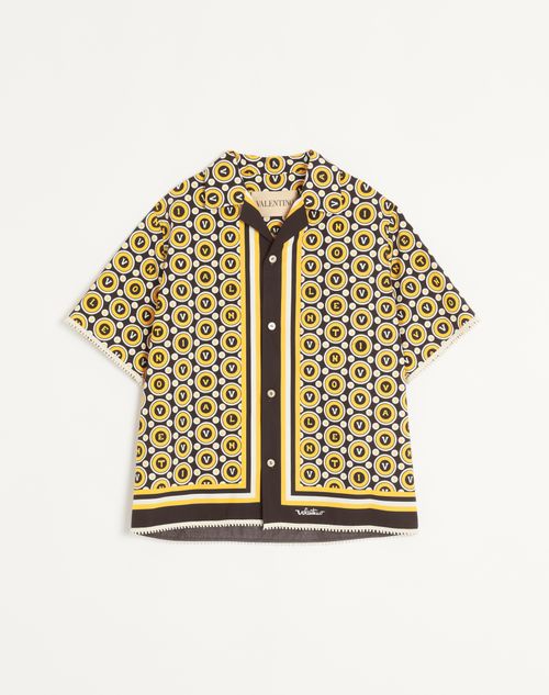 Valentino - ビュル ロイヤルズプリント コットンポプリン ボウリングシャツ - ブラック/イエロー/アイボリー - メンズ - シャツ