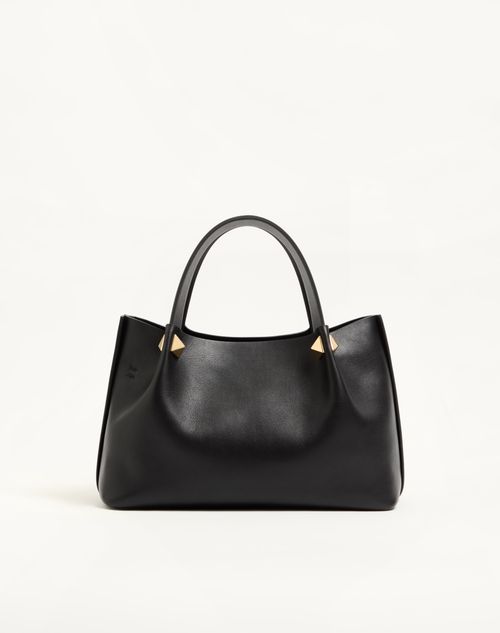 Valentino Garavani - Valentino Garavani Small Soft Leather Shopping Bag - Black - Woman - Totes