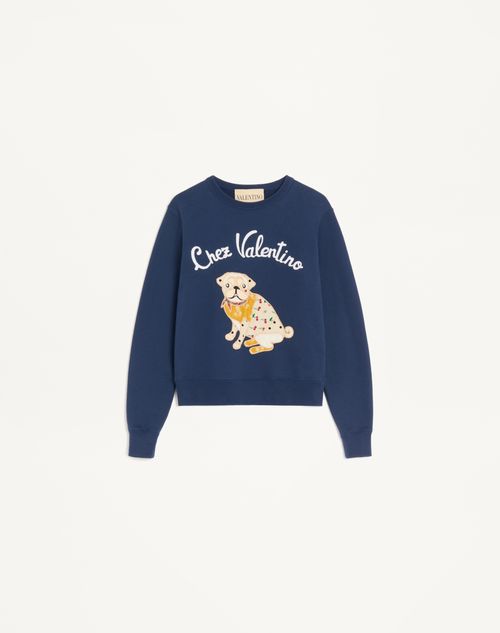Valentino - Embroidered Cotton Sweatshirt - Blue - Woman - Tshirts And Sweatshirts