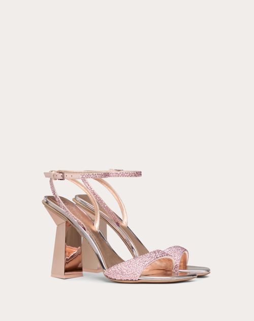 Valentino Garavani - Hyper One Stud Sandal With Crystals And Microstud Embroidery 105mm - Rose Quartz - Woman - Woman Sale