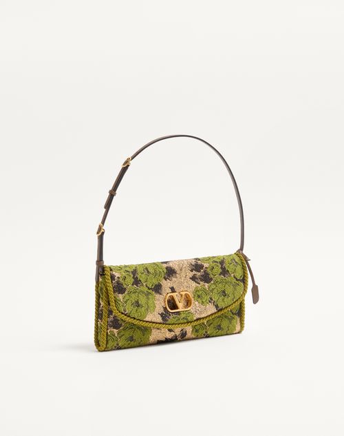 Valentino Garavani - Valentino Garavani Devain Small Shoulder Bag In Jacquard Lurex Fabric - Gold/green - Woman - Shoulder Bags