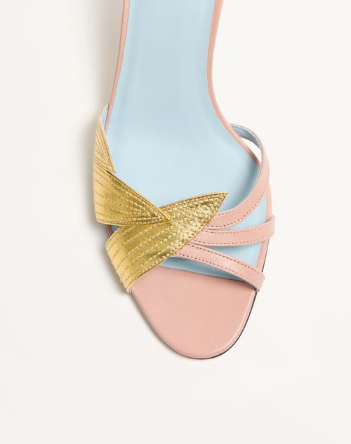 Valentino Garavani - Foliefoliage Slide Sandal In Kidskin 65mm - Pink - Woman - Sandals