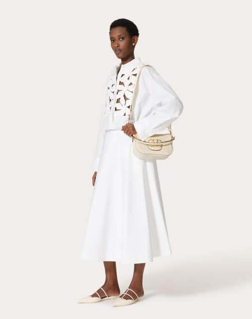 Valentino Garavani - Valentino Garavani Alltime Woven Leather Shoulder Bag - Ivory - Woman - Shoulder Bags