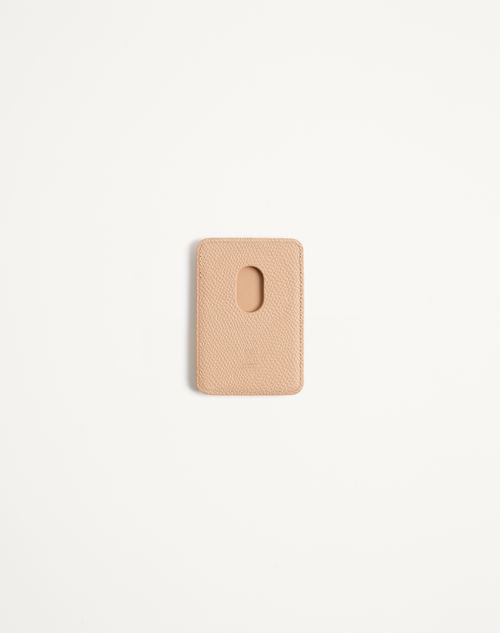 Valentino Garavani - Valentino Garavani Vlogo Signature Magnetic Cardholder In Grainy Calfskin - Pink - Woman - Accessories
