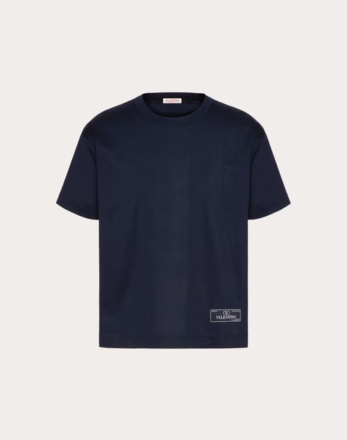 Valentino - T-shirt En Coton Avec Étiquette Couture Maison Valentino - Bleu Marine - Homme - T-shirts Et Sweat-shirts