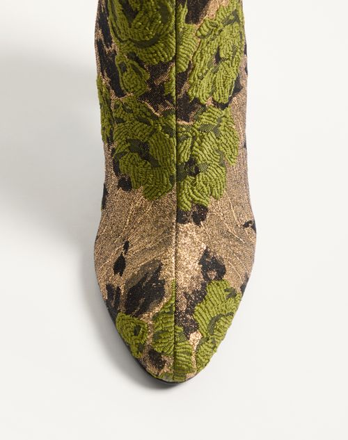 Valentino Garavani - Hotty Boot In Lurex Jacquard Fabric And Feathers 100mm - Gold/green - Woman - Boots And Ankle Boots