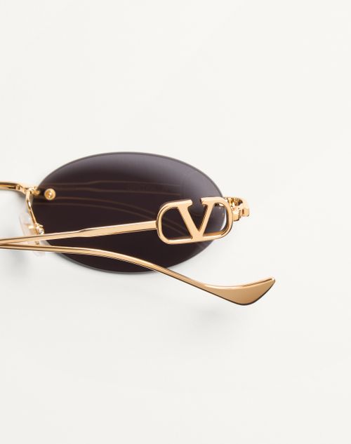 Valentino - Geometric Metal Eyewear - Gold/grey - Woman - Eyewear