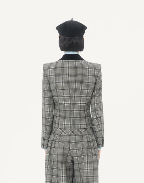 Valentino - Wool Jacket With Check Pattern - Grey - Woman - Jackets And Blazers