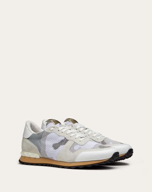 Valentino Garavani - Mesh Fabric Camouflage Rockrunner Sneaker - White/beige - Man - Man View All