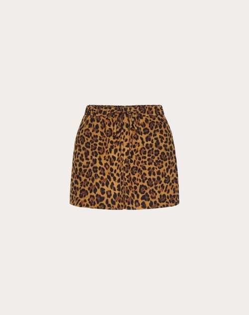Valentino - Shorts In Animalier Crepe De Chine - Animal Print - Woman - Ready To Wear