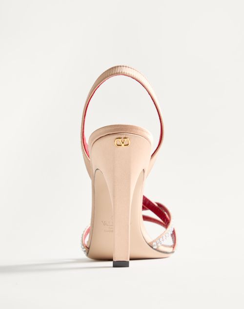 Valentino Garavani - Dans Le Foyer Satin Sandal With Crystals 105mm - Nude - Woman - Sandals