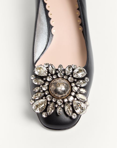 Preshoes Kidskin Pumps With Crystals 45mm for Woman in Black Preshoes Kidskin Pumps With Crystals 45mm for Woman in Black