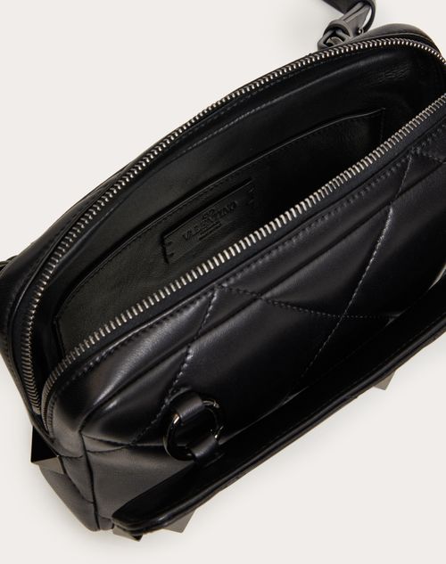 Roman Stud Nappa Crossbody Bag for Man in Black
