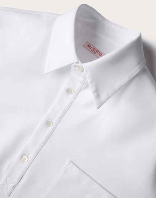 Valentino - Cotton Poplin Polo Shirt Laminated With Cotton - White - Man - Shirts