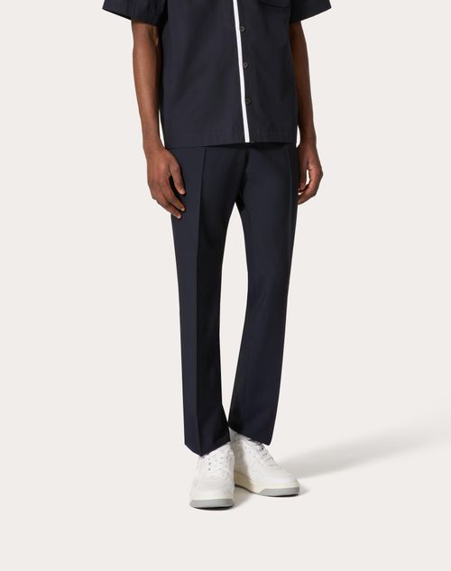 Mohair Wool Pants for Man in Dark Blue | Valentino US Mohair Wool Pants for Man in Dark Blue | Valentino US