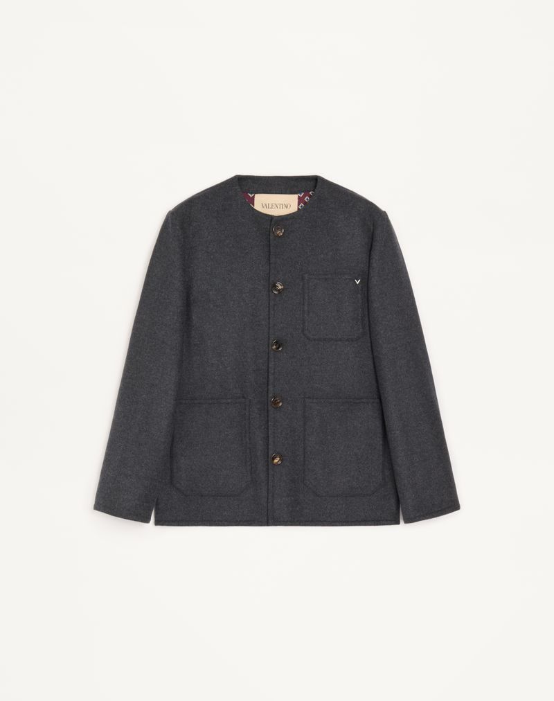 Caban Laine Double Élément V Métal Gris — Valentino