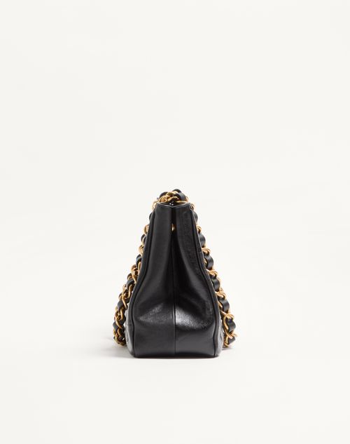 Valentino Garavani - Valentino Garavani Laseine Kleiner Shopper Aus Nappaleder Mit Chevron-muster - Schwarz - Frau - Shopper