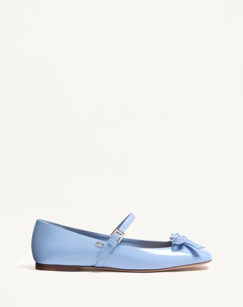 Valentino Garavani - Mary-jane Romance Bow Ballerina In Patent Leather - Popeline Blue - Woman - Woman Sale