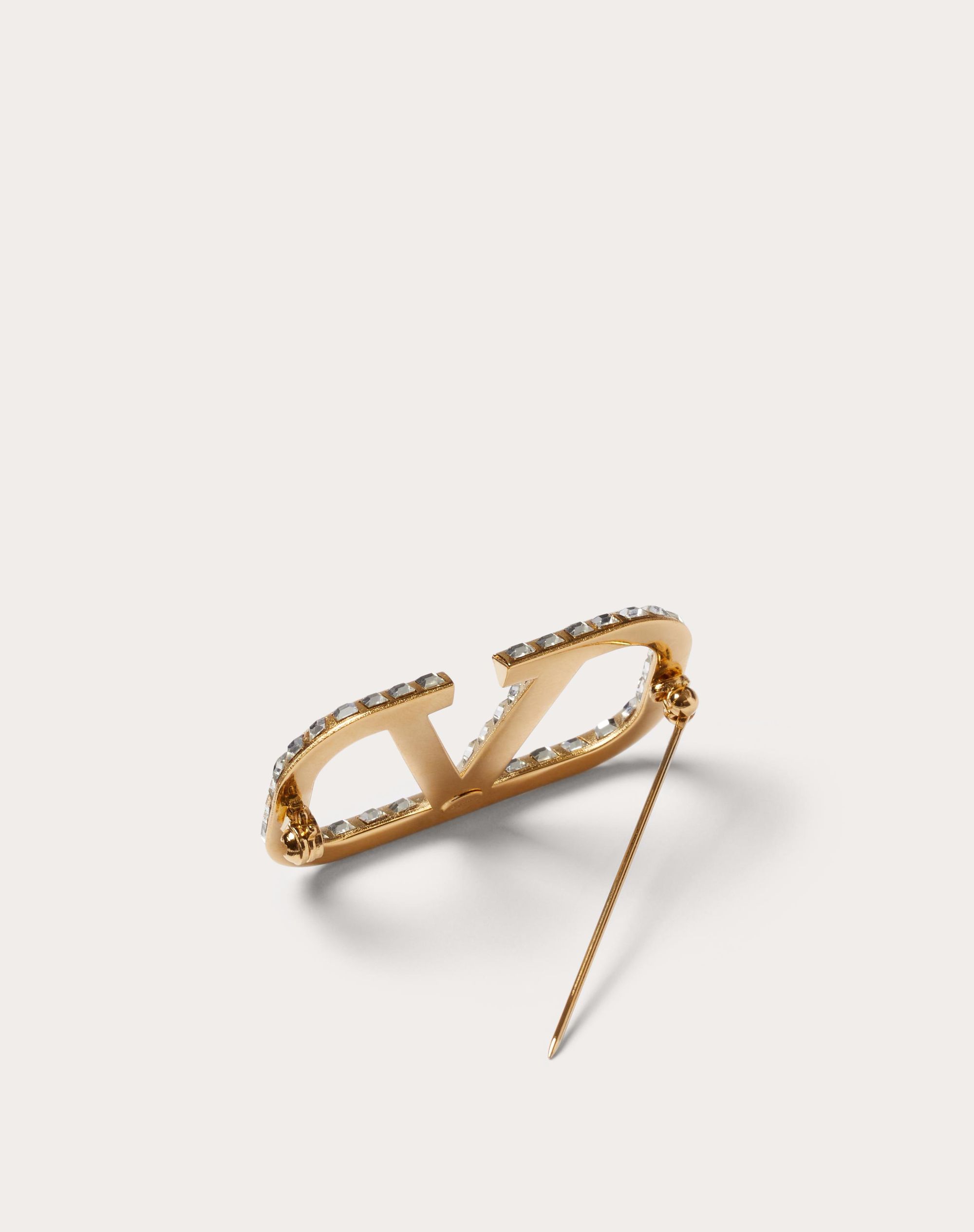 Vlogo Signature Metal Brooch With Swarovski® Crystals for Woman in 