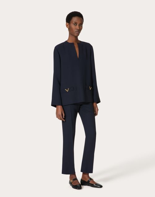 Valentino - Cady Couture Top - Navy - Woman - Shirts And Tops