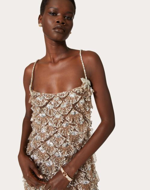 Swarovski Crystals Embroidered Silver Dress.