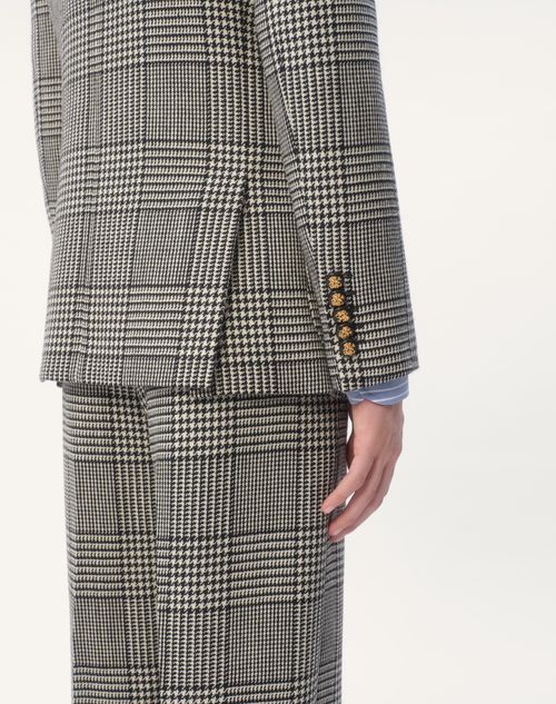 Single-breasted Wool Jacket With Check Pattern On Single-breasted Wool Jacket With Check Pattern On
