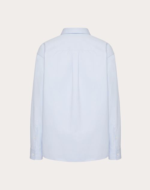 Valentino - Chemise En Coton Technique Avec Broderie Valentino - Bleu Ciel - Homme - Chemisiers