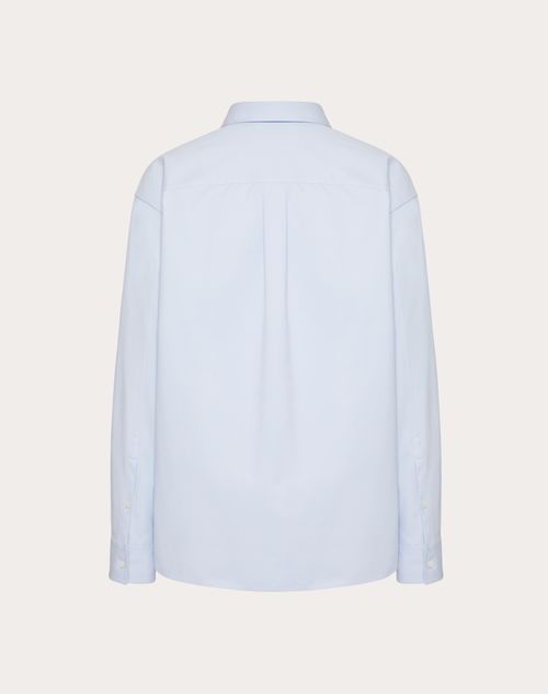 Valentino - Technical Cotton Shirt Mit Valentino-stickerei - Himmelblau - Mann - Hemden