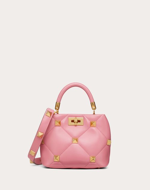 Valentino Garavani - Small Roman Stud The Handle Bag In Nappa - Flamingo Pink - Woman - Top Handle Bags