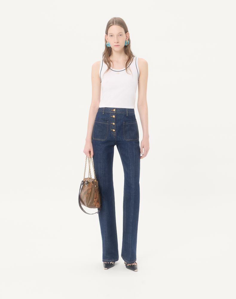 Valentino Cotton Jersey Top Woman White/ Black M