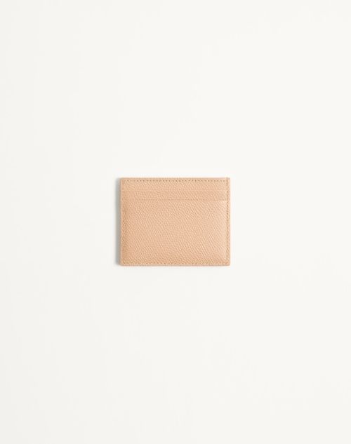 Valentino Garavani - Vlogo Signature Grainy Calfskin Card Holder - Rose Sand - Woman - Wallets And Small Leather Goods