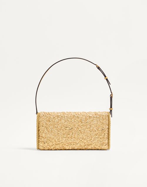 Valentino Garavani - Valentino Garavani Devain Small Shoulder Bag In Cloqué Jacquard Fabric. - Gold - Woman - Shoulder Bags