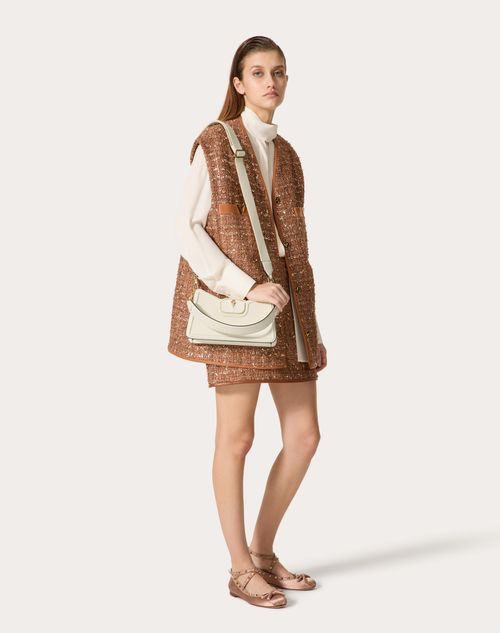 Valentino Garavani - Vlogo Leather Shoulder Bag In Grainy Calfskin - Ivory - Woman - Shelf - W Bags - Leather Vlogo