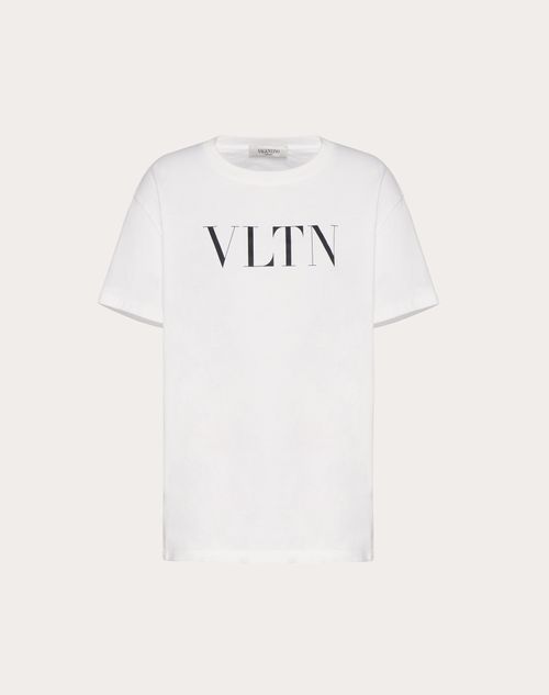Valentino - Vltn Print T-shirt - White/ Black - Woman - Tshirts And Sweatshirts