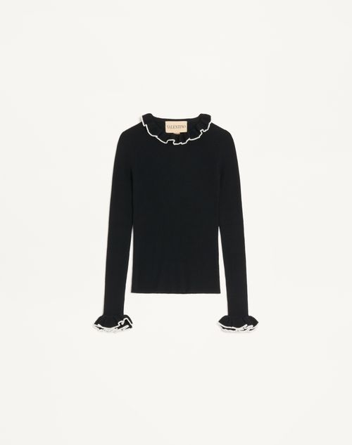Valentino - Wool Sweater - Black/ivory - Woman - Knitwear