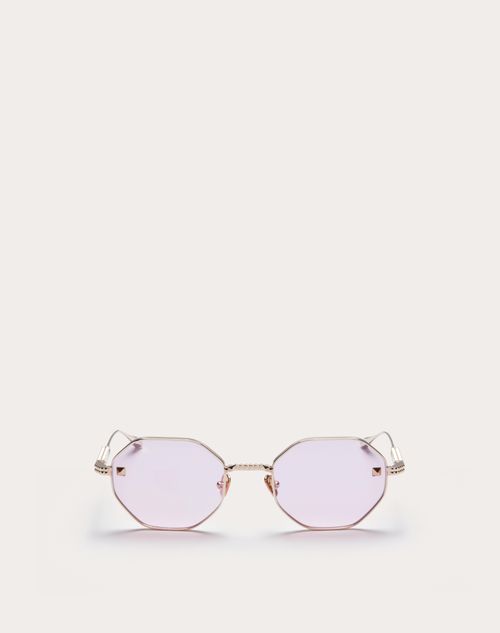 Valentino - V - Stud Hexagonal Titanium Frame - Pink - Woman - Eyewear