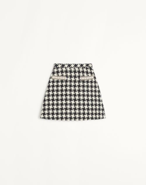 Valentino - Embroidered Damier Light Tweed Skirt - Ivory/black - Woman - Skirts