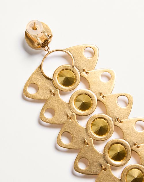 Valentino Garavani - Pages Single Earring In Metal And Crystal - Gold/crystal - Woman - Fashion Jewelry