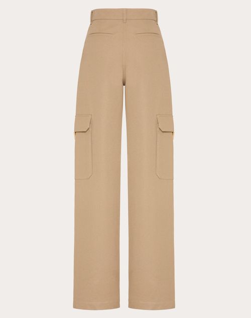 Valentino - Stretch Cotton Canvas Cargo Pants - Beige - Woman - Trousers And Shorts