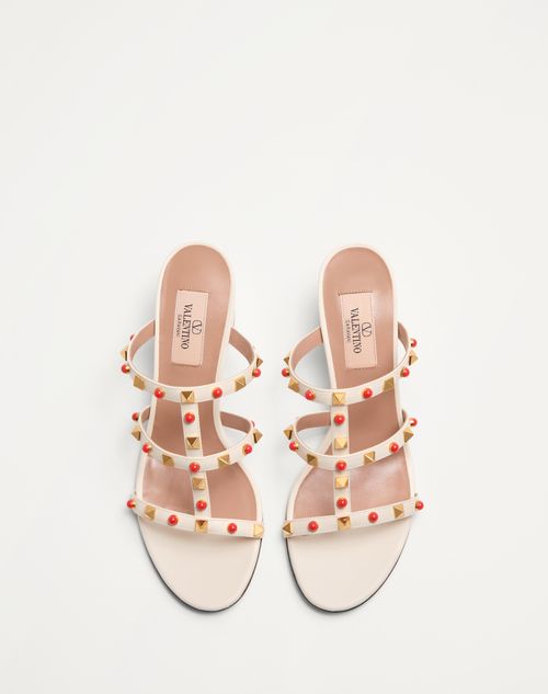Rockstud Slide Sandal In Calfskin With Cabochon Stones 60mm Rockstud Slide Sandal In Calfskin With Cabochon Stones 60mm
