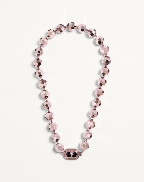 Valentino Garavani - Ovalette Necklace In Resin, Enamel, Metal And Swarovski® Crystals - Pink/black - Woman - Shelf - W Acc - High Jewelry