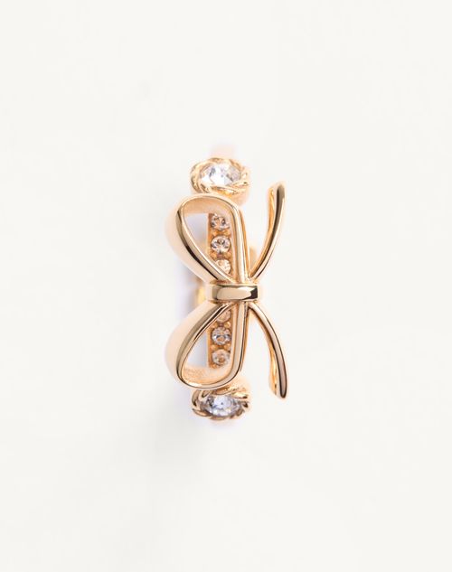 Valentino Garavani - Valentino Vlogo Floc Ring In Metal And Swarovski® Crystals - Gold/crystal - Woman - Jewellery